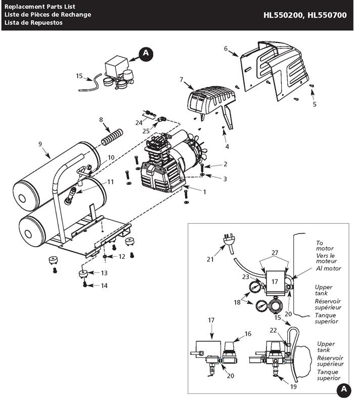 Campbell Hausfeld HL550200, HL550700 model air compressors Repair