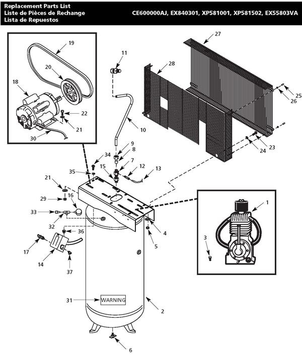 Get repair parts for XP581001, CE600000AJ, EX840301, XP581502