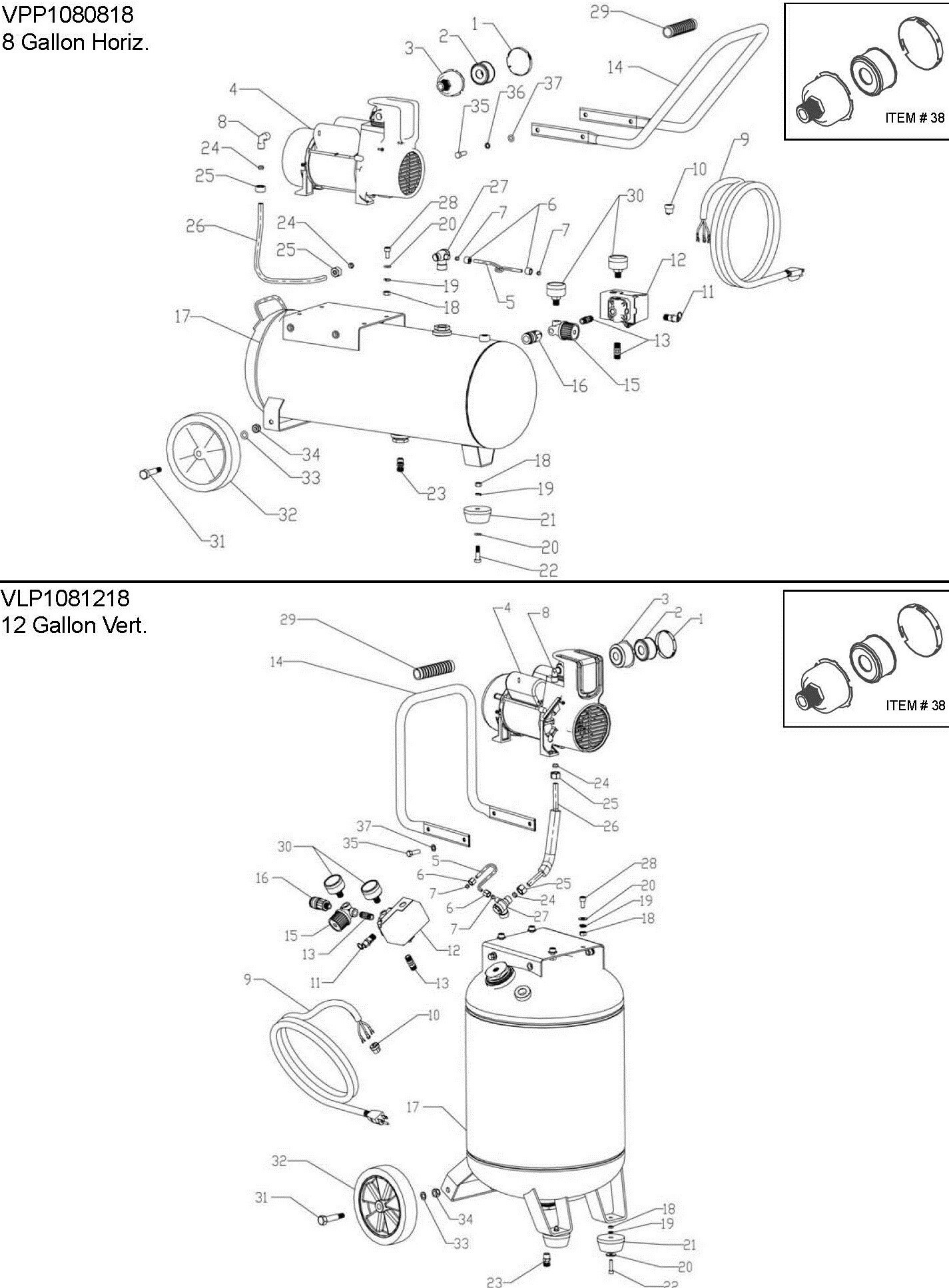 Coleman Powermate VPP1080818, VLP1081218, E103701, E103702 Parts