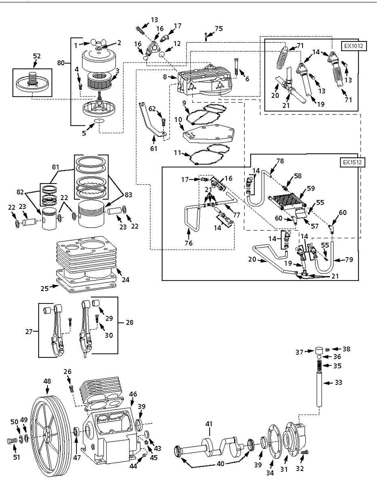 Campbell Hausfeld CI100000PD, CI15K000PC, TX2118 Air Compressor Parts