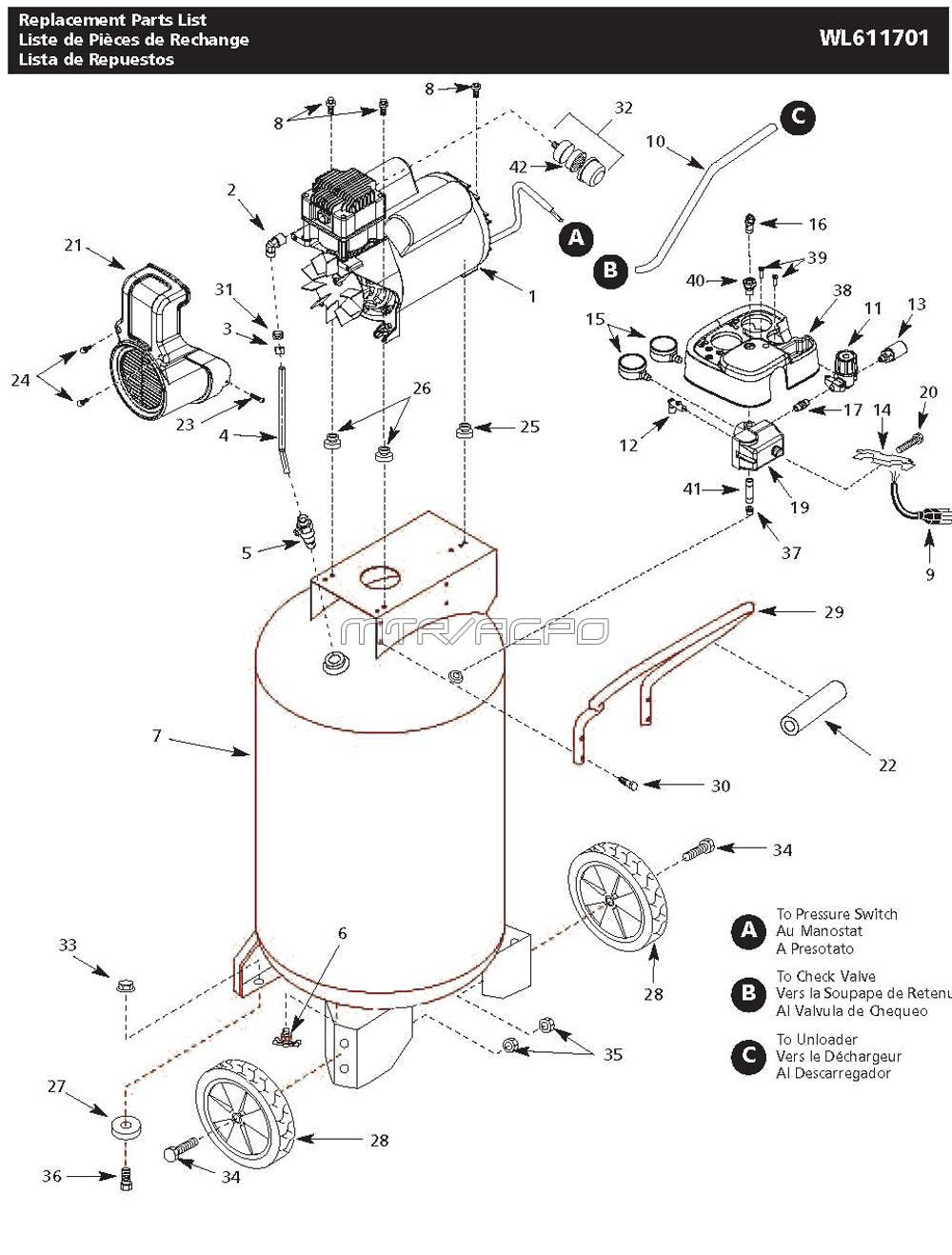 Campbell Hausfeld model WL611701 Portable Air Compressor Repair